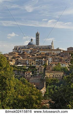 View over the historic town centre towards Siena Cathedral, Siena, Tuscany region, province of Siena, Italy, Europe View Large Photo Image Stock Photograph - View over the historic town centre towards Siena Cathedral, Siena, Tuscany region, province of Siena, Italy, Europe. Fotosearch