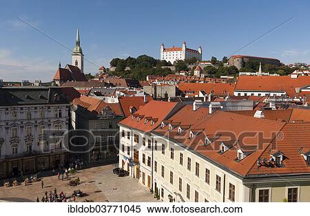 "View over the Hlavne namestie main square, behind Bratislava Castle, Bratislava, Slovakia, Europe" View Large Photo Image Stock Photography - "View over the Hlavne namestie main square, behind Bratislava Castle, Bratislava, Slovakia, Europe". Fotosearch