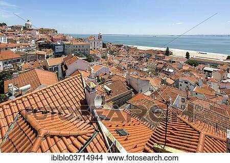 "View over the red rooftops of Lisbon, historic center, Lisbon, Lisbon District, Portugal, Europe" View Large Photo Image Picture - "View over the red rooftops of Lisbon, historic center, Lisbon, Lisbon District, Portugal, Europe". Fotosearch