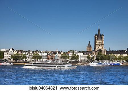 "View over the Rhine of the historic centre with Great St. Martin Church and City Hall, Cologne, North Rhine-Westphalia, Germany, Europe" View Large Photo Image Stock Image - "View over the Rhine of the historic centre with Great St. Martin Church and City Hall, Cologne, North Rhine-Westphalia, Germany, Europe". Fotosearch