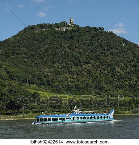 View over the Rhine on Mt. Drachenfels with and Burg Drachenfels castle ruins, MOBY DICK passenger boat on the Rhine, Konigswinter, Siebengebirge, North Rhine-Westphalia, Germany, Europe View Large Photo Image Picture - View over the Rhine on Mt. Drachenfels with and Burg Drachenfels castle ruins, MOBY DICK passenger boat on the Rhine, Konigswinter, Siebengebirge, North Rhine-Westphalia, Germany, Europe. Fotosearch