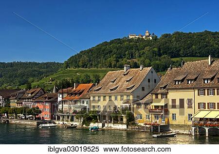 "View over the Rhine to the village of Stein am Rhein, at the foot of Burg Hohenklingen Castle, Stein am Rhein, Canton of Schaffhausen, Switzerland, Europe" View Large Photo Image Stock Photography - "View over the Rhine to the village of Stein am Rhein, at the foot of Burg Hohenklingen Castle, Stein am Rhein, Canton of Schaffhausen, Switzerland, Europe". Fotosearch