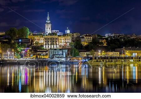 "View over the river Sava on New Belgrade, the white city, restaurant and party boats on the banks, Savski Venac, New Belgrade, Belgrade, Serbia, Europe" View Large Photo Image Stock Photo - "View over the river Sava on New Belgrade, the white city, restaurant and party boats on the banks, Savski Venac, New Belgrade, Belgrade, Serbia, Europe". Fotosearch