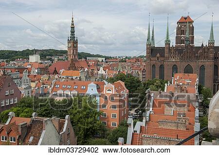 "View over the roofs of the historic town centre towards St. Mary's Church, Gdansk, Pomeranian Voivodeship, Poland, Europe" View Large Photo Image Stock Image - "View over the roofs of the historic town centre towards St. Mary's Church, Gdansk, Pomeranian Voivodeship, Poland, Europe". Fotosearch