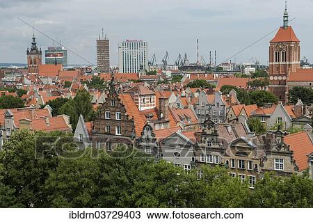 "View over the roofs of the historic town centre, Gdansk, Pomeranian Voivodeship, Poland, Europe" View Large Photo Image Stock Image - "View over the roofs of the historic town centre, Gdansk, Pomeranian Voivodeship, Poland, Europe". Fotosearch