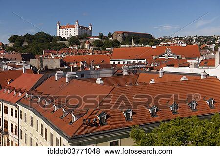 "View over the roofs of the old town, behind Bratislava Castle, Bratislava, Slovakia, Europe" View Large Photo Image Stock Photo - "View over the roofs of the old town, behind Bratislava Castle, Bratislava, Slovakia, Europe". Fotosearch