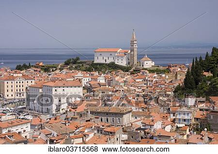 "View over the roofs of the town of Piran, Piran, Coastal–Karst Statistical Region, Slovenia, Europe" View Large Photo Image Stock Photo - "View over the roofs of the town of Piran, Piran, Coastal–Karst Statistical Region, Slovenia, Europe". Fotosearch