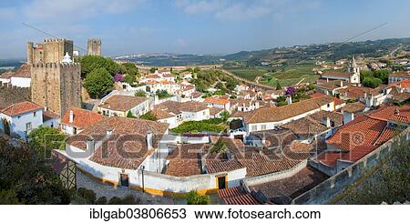 "View over the rooftops of Obidos, Leiria District, Portugal, Europe" View Large Photo Image Stock Image - "View over the rooftops of Obidos, Leiria District, Portugal, Europe". Fotosearch