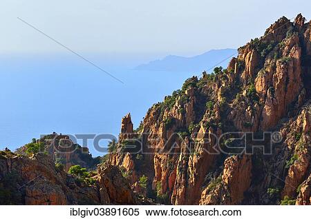 "View over the sandstone cliffs towards the sea, Calanques de Piana, Corsica, France, Europe" View Large Photo Image Stock Photography - "View over the sandstone cliffs towards the sea, Calanques de Piana, Corsica, France, Europe". Fotosearch