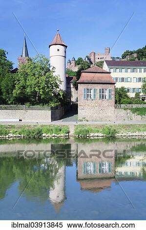 "View over the Tauber river on the Roter Turm tower and the Kittsteintor, behind the Burg Wertheim castle ruins, Wertheim, Baden-Wurttemberg, Germany, Europe" View Large Photo Image Stock Photography - "View over the Tauber river on the Roter Turm tower and the Kittsteintor, behind the Burg Wertheim castle ruins, Wertheim, Baden-Wurttemberg, Germany, Europe". Fotosearch