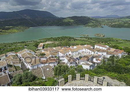 "View over the village on the Zahara-El Gastor Reservoir, Zahara de la Sierra, Andalucia, Spain, Europe" View Large Photo Image Stock Photo - "View over the village on the Zahara-El Gastor Reservoir, Zahara de la Sierra, Andalucia, Spain, Europe". Fotosearch
