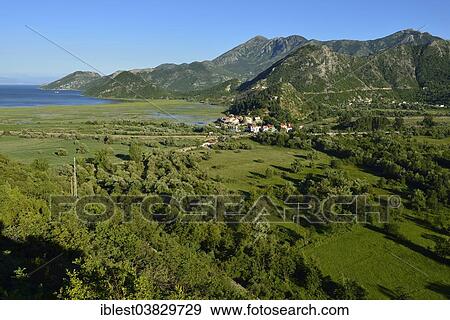 Stock Photo - "View over Virpazar and Skadar Lake National Park, Scutari, Crna Gora, Monte, The Balkans, Europe". Fotosearch