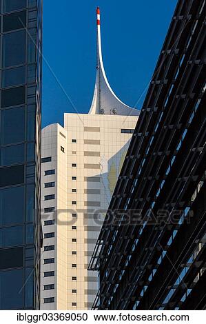 "View through the Tech Gate Vienna building towards the Hochhaus Neue Donau building, Donau City Vienna, Donau City, Vienna, State of Vienna, Austria, Europe" View Large Photo Image Stock Image - "View through the Tech Gate Vienna building towards the Hochhaus Neue Donau building, Donau City Vienna, Donau City, Vienna, State of Vienna, Austria, Europe". Fotosearch