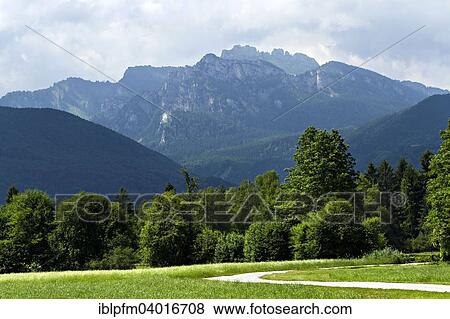 Stock Photo - "View to the Kampenwand Mountain, Chiemgau, Upper Bavaria, Bavaria, Germany, Europe". Fotosearch