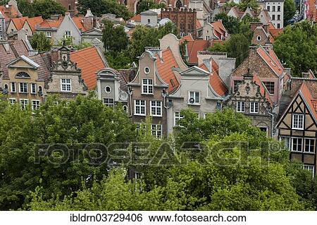 "View towards a collection of gables of the patrician houses in the historic town centre, Gdansk, Pomeranian Voivodeship, Poland, Europe" View Large Photo Image Stock Photograph - "View towards a collection of gables of the patrician houses in the historic town centre, Gdansk, Pomeranian Voivodeship, Poland, Europe". Fotosearch
