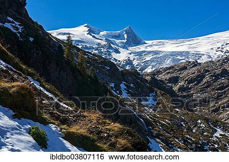 "View towards Grossvenediger Mountain from the Gletscherweg Innergschloss glacial trail, Hohe Tauern National Park, Matrei in Osttirol, Tyrol, Austria, Europe" View Large Photo Image Stock Photograph - "View towards Grossvenediger Mountain from the Gletscherweg Innergschloss glacial trail, Hohe Tauern National Park, Matrei in Osttirol, Tyrol, Austria, Europe". Fotosearch