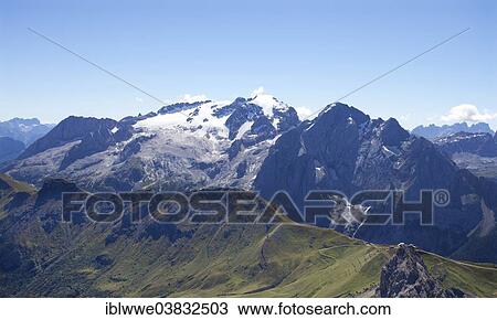 "View towards Marmolada Glacier, Sass Pordoi Mountain, summit of Pordoi Pass, Sella Group, Dolomites, Trentino province, Italy, Europe" View Large Photo Image Stock Image - "View towards Marmolada Glacier, Sass Pordoi Mountain, summit of Pordoi Pass, Sella Group, Dolomites, Trentino province, Italy, Europe". Fotosearch