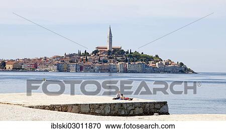 "View towards the historic town centre with the Parish Church of St. Euphemia, Rovinj, Rovingo, Istria, Croatia, Europe, Rovinj, Croatia, Europe" View Large Photo Image Stock Image - "View towards the historic town centre with the Parish Church of St. Euphemia, Rovinj, Rovingo, Istria, Croatia, Europe, Rovinj, Croatia, Europe". Fotosearch