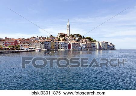 "View towards the historic town centre with the Parish Church of St. Euphemia, Rovinj, Rovingo, Istria, Croatia, Europe, Rovinj, Croatia, Europe" View Large Photo Image Stock Photography - "View towards the historic town centre with the Parish Church of St. Euphemia, Rovinj, Rovingo, Istria, Croatia, Europe, Rovinj, Croatia, Europe". Fotosearch