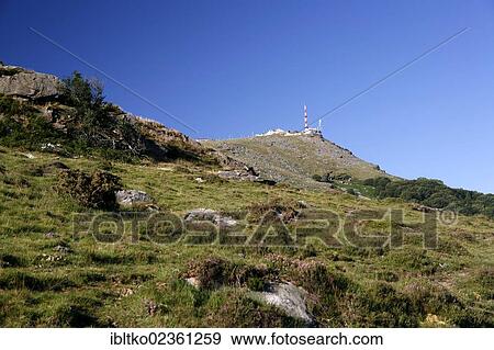 "View towards the summit of La Rhune Mountain, 905m, Basque Country, Pyrenees, Aquitaine region, department of Pyrenees-Atlantiques, France, Europe" View Large Photo Image Stock Photo - "View towards the summit of La Rhune Mountain, 905m, Basque Country, Pyrenees, Aquitaine region, department of Pyrenees-Atlantiques, France, Europe". Fotosearch