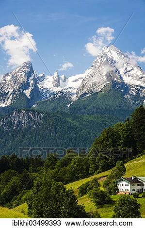 "View towards Watzmann Mountain from Hochtal valley, Maria Gern, Berchtesgaden, Berchtesgadener Land District, Upper Bavaria, Bavaria, Germany, Europe" View Large Photo Image Stock Image - "View towards Watzmann Mountain from Hochtal valley, Maria Gern, Berchtesgaden, Berchtesgadener Land District, Upper Bavaria, Bavaria, Germany, Europe". Fotosearch