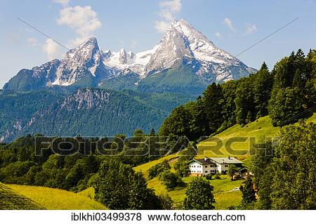 "View towards Watzmann Mountain from Hochtal valley, Maria Gern, Berchtesgaden, Berchtesgadener Land District, Upper Bavaria, Bavaria, Germany, Europe" View Large Photo Image Stock Photo - "View towards Watzmann Mountain from Hochtal valley, Maria Gern, Berchtesgaden, Berchtesgadener Land District, Upper Bavaria, Bavaria, Germany, Europe". Fotosearch