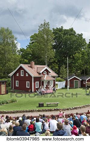 "Viewers watching a scene from the children's book """"Emil of Lonneberga"""" by children's author Astrid Lindgren, Astrid Lindgren's World theme park, Vimmerby, Smaland, Sweden, Europe" View Large Photo Image Stock Photography - "Viewers watching a scene from the children's book """"Emil of Lonneberga"""" by children's author Astrid Lindgren, Astrid Lindgren's World theme park, Vimmerby, Smaland, Sweden, Europe". Fotosearch