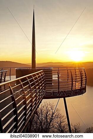 "Viewing platform Biggeblick at sunset, Biggesee reservoir, Attendorn, Sauerland, North Rhine-Westphalia, Germany, Europe" View Large Photo Image Stock Image - "Viewing platform Biggeblick at sunset, Biggesee reservoir, Attendorn, Sauerland, North Rhine-Westphalia, Germany, Europe". Fotosearch