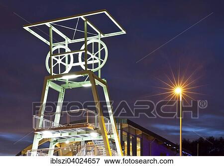 "Viewing platform in the shape of a headframe, Autobahnraststatte Beverbach motorway service area on the A40, city limits Dortmund and Bochum, Ruhr district, North Rhine-Westphalia, Germany, Europe" View Large Photo Image Stock Photo - "Viewing platform in the shape of a headframe, Autobahnraststatte Beverbach motorway service area on the A40, city limits Dortmund and Bochum, Ruhr district, North Rhine-Westphalia, Germany, Europe". Fotosearch