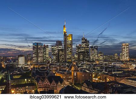 "Views of the city skyline at dusk and lit skyscrapers, city centre, Frankfurt am Main, Hesse, Germany, Europe" View Large Photo Image Stock Image - "Views of the city skyline at dusk and lit skyscrapers, city centre, Frankfurt am Main, Hesse, Germany, Europe". Fotosearch