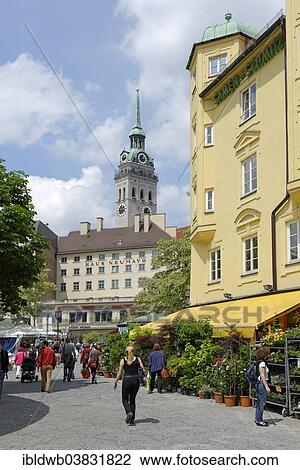 "Viktualienmarkt square in front of the Parish Church of St. Peter, Bavaria, Munich, Upper Bavaria, Germany, Europe" View Large Photo Image Stock Image - "Viktualienmarkt square in front of the Parish Church of St. Peter, Bavaria, Munich, Upper Bavaria, Germany, Europe". Fotosearch