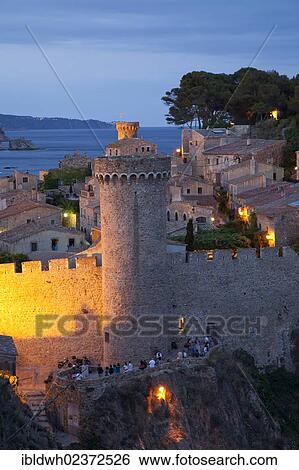 "Vila Vella historic district at night, Tossa de Mar, Costa Brava, Catalonia, Spain, Europe, PublicGround, Europe" View Large Photo Image Stock Photograph - "Vila Vella historic district at night, Tossa de Mar, Costa Brava, Catalonia, Spain, Europe, PublicGround, Europe". Fotosearch