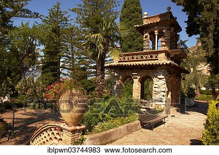 Stock Image - "Villa Comunale, Giardino Pubblico, Parco Duchi di Cesaro, Taormina, Province of Messina, Sicily, Italy, Europe". Fotosearch