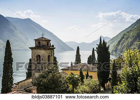 Stock Image - "Villa Fogazzaro Roi, Valsolda, Lake Lugano, Lago di Lugano, Como Province, Lombardy, Italy, Europe". Fotosearch