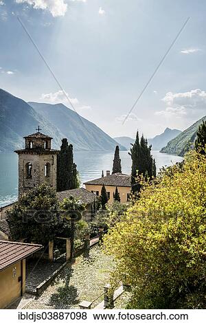 Stock Photo - "Villa Fogazzaro Roi, Valsolda, Lake Lugano, Lago di Lugano, Como Province, Lombardy, Italy, Europe". Fotosearch
