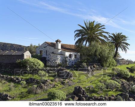 Stock Photograph - "Villa, Lomo de Sabinilla, Lomo de Sabinilla, Alajero, La Gomera, Canary Islands, Spain, Europe". Fotosearch