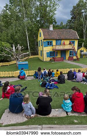 "Villa Villekulla, viewers watching a scene from the children's book """"Pippi Longstocking"""" by children's author Astrid Lindgren, Astrid Lindgren's World World theme park, Vimmerby, Smaland, Sweden, Europe" View Large Photo Image Stock Image - "Villa Villekulla, viewers watching a scene from the children's book """"Pippi Longstocking"""" by children's author Astrid Lindgren, Astrid Lindgren's World World theme park, Vimmerby, Smaland, Sweden, Europe". Fotosearch