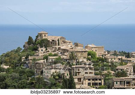 "Village by the sea, Deia, Majorca, Balearic Islands, Spain, Europe" View Large Photo Image Stock Photo - "Village by the sea, Deia, Majorca, Balearic Islands, Spain, Europe". Fotosearch