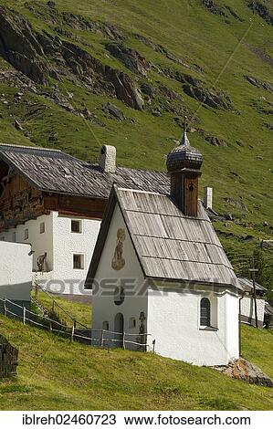 Stock Image - "Village Chapel of Rofen, Rofental Valley, Oetztal Alps, Tyrol, Austria, Europe". Fotosearch