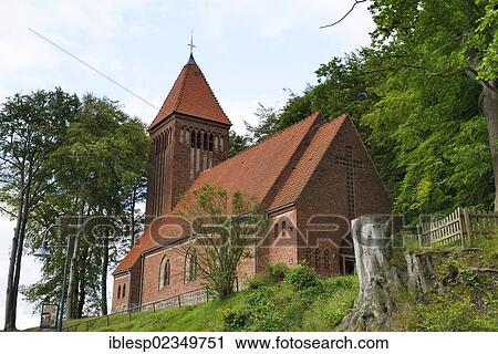 Stock Image - "Village church, Baltic Sea resort town of Binz, Binz, Mecklenburg-Western Pomerania, Germany, Europe". Fotosearch