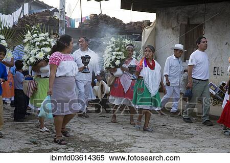 "Village festival, parade of the figure of a saint into the house of the new Mayordomo, San Miguel, Cuetzalan, Puebla, Mexico, North America" View Large Photo Image Stock Photography - "Village festival, parade of the figure of a saint into the house of the new Mayordomo, San Miguel, Cuetzalan, Puebla, Mexico, North America". Fotosearch