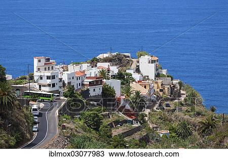 Stock Image - "Village of Almaciga at Playa de Roque de las Bodegas beach, Macizo de Anaga, Almaciga, Tenerife, Canary Islands, Spain, Europe". Fotosearch