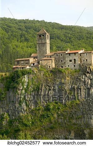 "Village of Castellfollit de la Roca, basalt crag, Catalonia, Spain, Europe" View Large Photo Image Stock Photo - "Village of Castellfollit de la Roca, basalt crag, Catalonia, Spain, Europe". Fotosearch