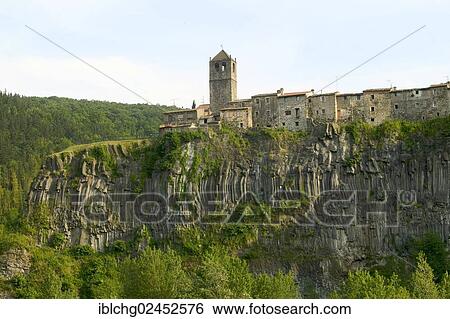 "Village of Castellfollit de la Roca, basalt crag, Catalonia, Spain, Europe" View Large Photo Image Stock Photograph - "Village of Castellfollit de la Roca, basalt crag, Catalonia, Spain, Europe". Fotosearch