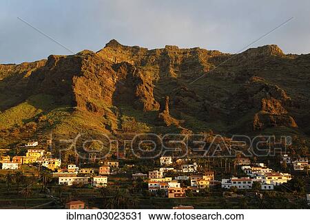 "Village of Chele in the evening light, Chele, Valle Gran Rey, La Gomera, Canary Islands, Spain, Europe" View Large Photo Image Stock Image - "Village of Chele in the evening light, Chele, Valle Gran Rey, La Gomera, Canary Islands, Spain, Europe". Fotosearch