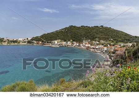 Stock Photo - "Village of Karaburun on the coast, Karaburun, Karaburun Peninsula, Cesme Peninsula, Izmir Province, Aegean Region, Turkey, Asia". Fotosearch