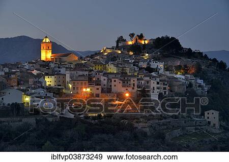 "Village of Polop at dusk, blue hour, Province of Alicante, Spain, Europe" View Large Photo Image Stock Photo - "Village of Polop at dusk, blue hour, Province of Alicante, Spain, Europe". Fotosearch
