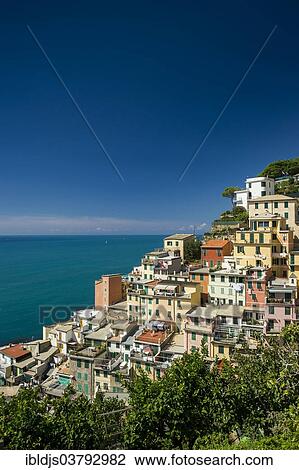 Stock Image - "Village of Riomaggiore, Cinque Terre, La Spezia Province, Liguria, Italy, Europe". Fotosearch