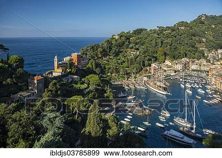 Stock Photo - "Village on the coast, Portofino, Genoa Province, Liguria, Italy, Europe". Fotosearch