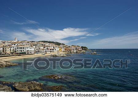 "Village with a sandy beach on the sea, Calella de Palafrugell, Palafrugell, Costa Brava, Catalonia, Spain, Europe" View Large Photo Image Stock Photo - "Village with a sandy beach on the sea, Calella de Palafrugell, Palafrugell, Costa Brava, Catalonia, Spain, Europe". Fotosearch